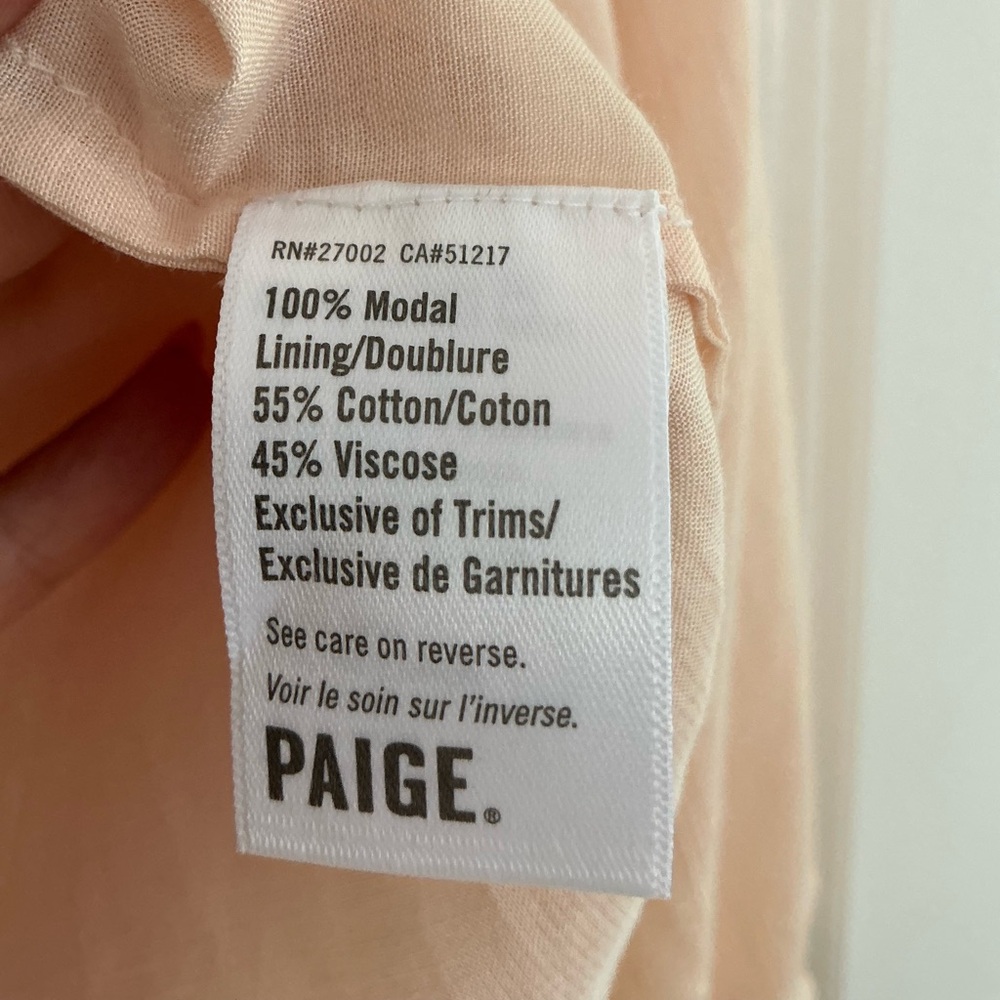 Paige Denim Peach Long Sleeve Ruffle Blouse - Size Small - Picture 6 of 7